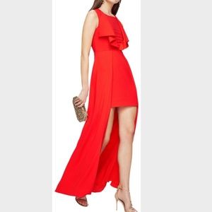 BCBGMAXAZRIA Bright Red Formal High Low Dress